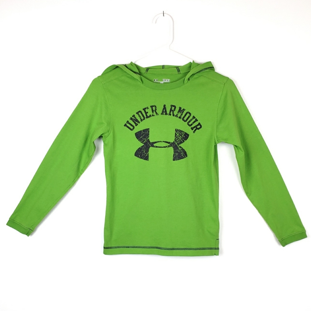 Under Armour Boy's Green Hoodie w/Navy Logo Size S